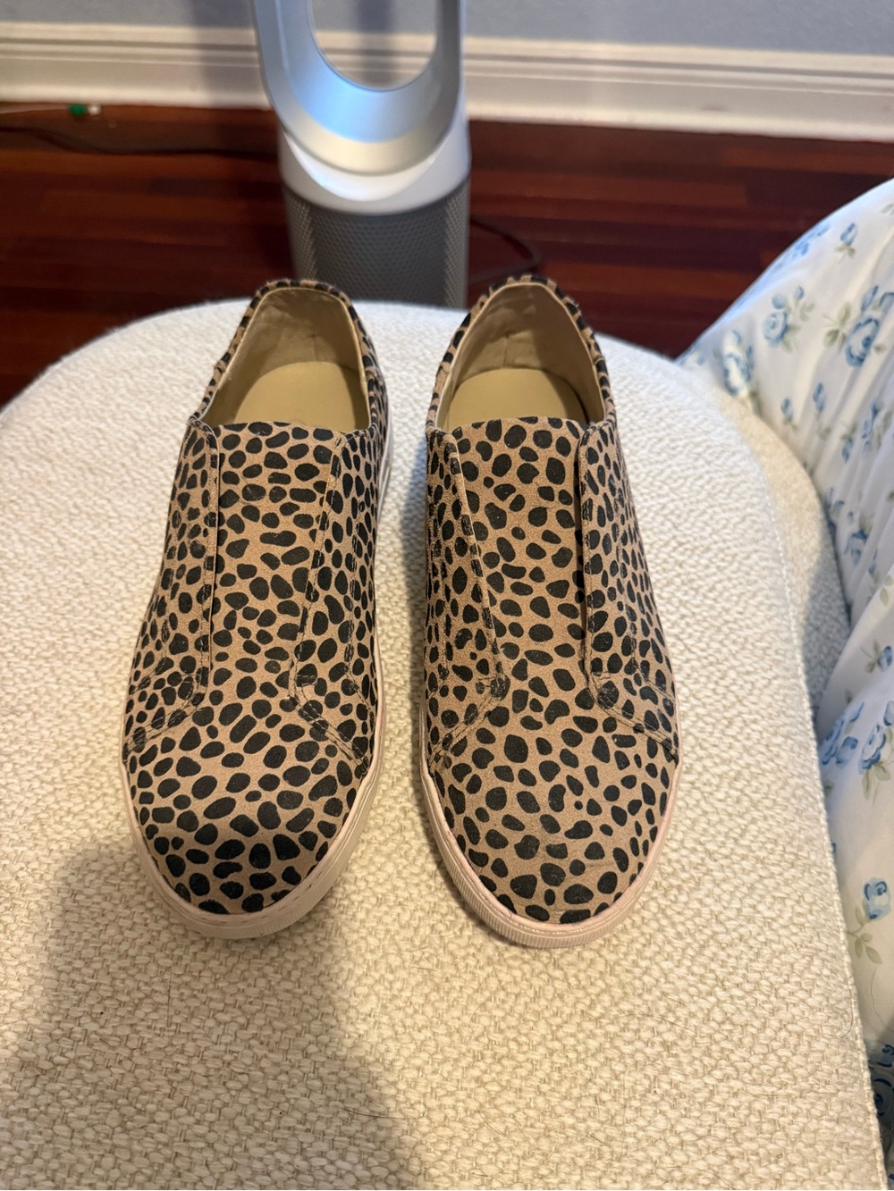 J Slides Leopard Print Slip-On Sneakers in Tan and Black